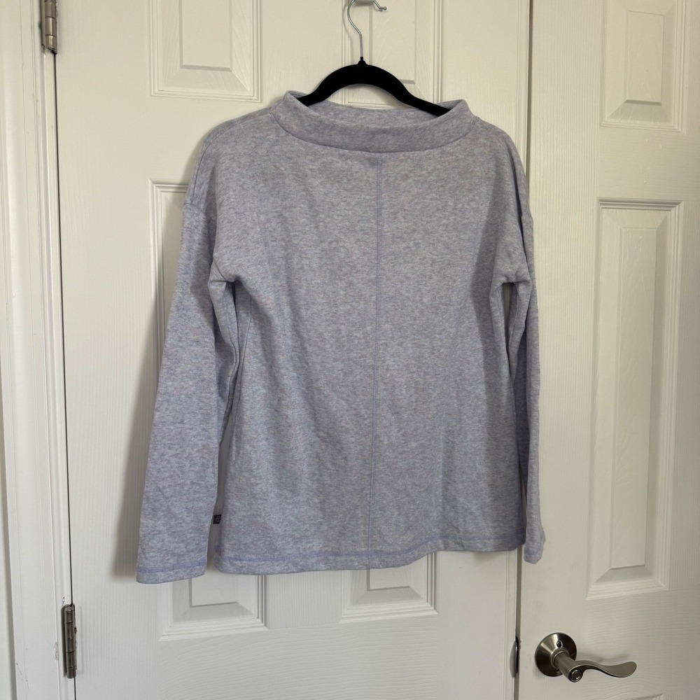 T by Talbots Womens XS Funnel Neck Space Dye Pullover Top Heathered Lavender NWT
